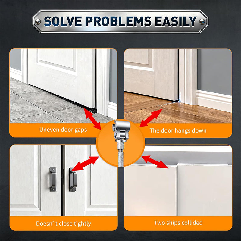 Common door hinge alignment problems including uneven gaps and sagging