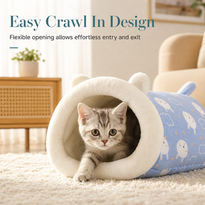 🔥Last Day 50% OFF – 🐱Cozy Warm Hooded Pet Cave Bed - Semi-Enclosed Winter Cat Sleeping Bag
